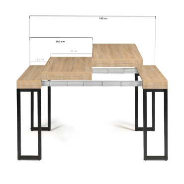 Console-table à manger extensible Memphis bois 140cm