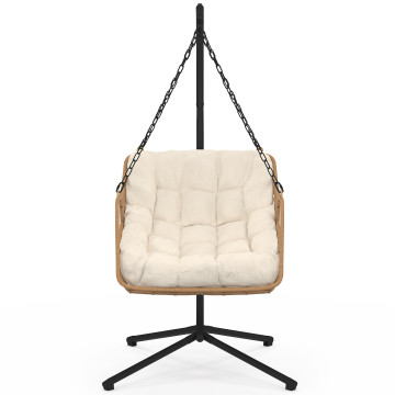 Fauteuil de jardin suspendu Lois effet rotin et coussin écru