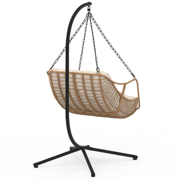 Fauteuil de jardin suspendu Lois effet rotin et coussin écru