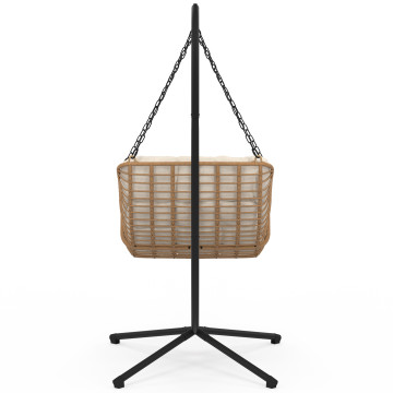 Fauteuil de jardin suspendu Lois effet rotin et coussin écru