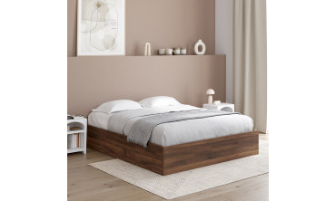 Lit coffre Malta 140x190cm effet bois noyer