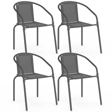 Chaises de jardin empilables Delma grises - lot de 4
