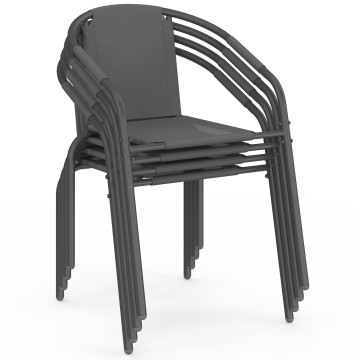 Chaises de jardin empilables Delma grises - lot de 4