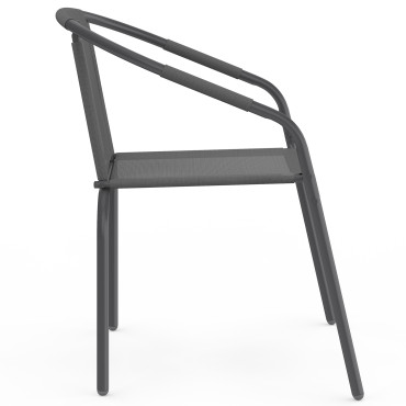 Chaises de jardin empilables Delma grises - lot de 4