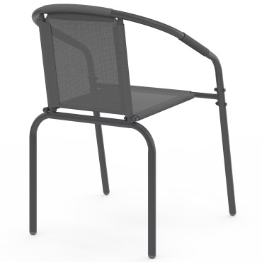 Chaises de jardin empilables Delma grises - lot de 4