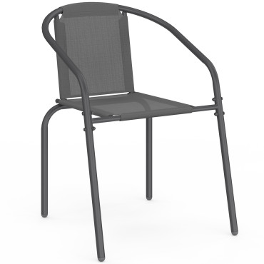 Chaises de jardin empilables Delma grises - lot de 4