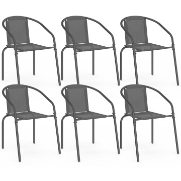 Chaises de jardin empilables Delma grises - lot de 6