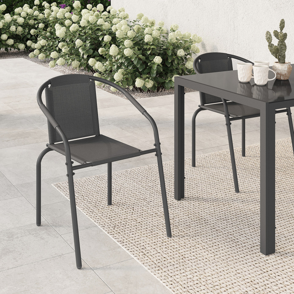 Chaises de jardin empilables Delma grises - lot de 6