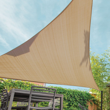 Voile d'ombrage triangulaire beige 3x3x3m