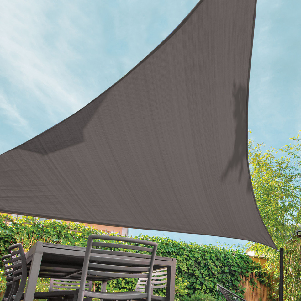 Voile d'ombrage triangulaire gris 3x3x3m