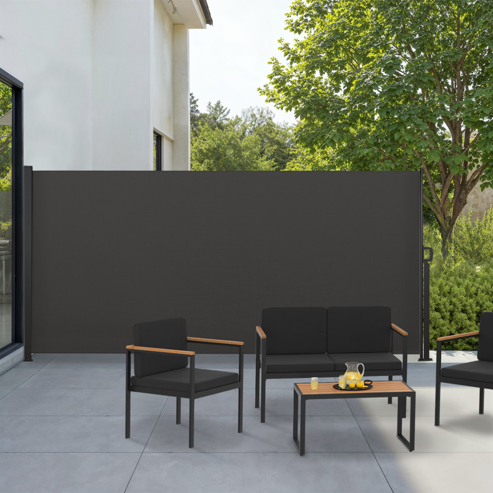 Paravent rétractable 400x200cm gris anthracite