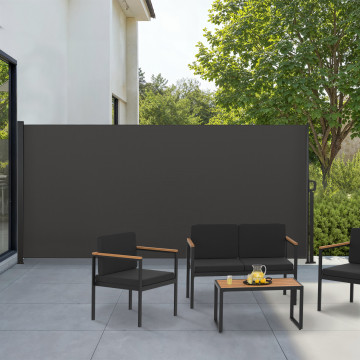 Paravent rétractable 400x200cm gris anthracite