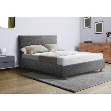 Lit coffre Malla 160x200cm tissu gris