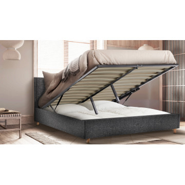 Lit coffre Malla 160x200cm tissu gris
