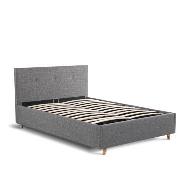 Lit coffre Malla 160x200cm tissu gris