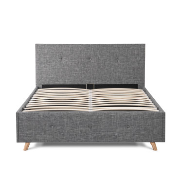 Lit coffre Malla 160x200cm tissu gris