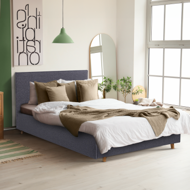 Lit coffre Mala 140x190cm tissu gris