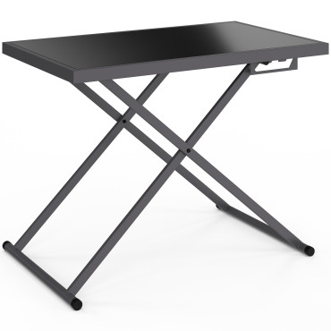 Table de jardin relevable Oleg 100cm verre trempé gris