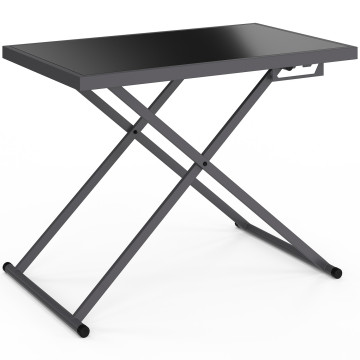 Table de jardin relevable Oleg 100cm verre trempé gris