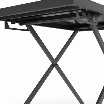 Table de jardin relevable Oleg 100cm verre trempé gris