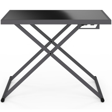 Table de jardin relevable Oleg 100cm verre trempé gris