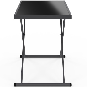 Table de jardin relevable Oleg 100cm verre trempé gris