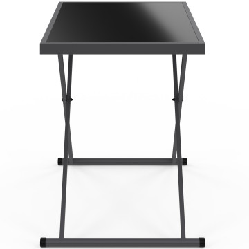 Table de jardin relevable Oleg 100cm verre trempé gris