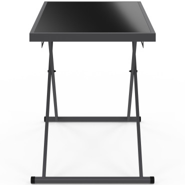 Table de jardin relevable Oleg 100cm verre trempé gris