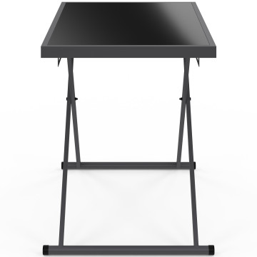 Table de jardin relevable Oleg 100cm verre trempé gris