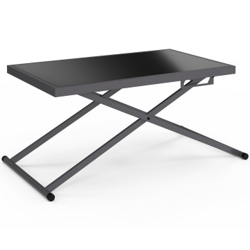 Table de jardin relevable Oleg 100cm verre trempé gris