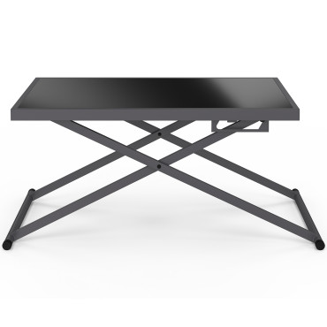 Table de jardin relevable Oleg 100cm verre trempé gris