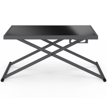 Table de jardin relevable Oleg 100cm verre trempé gris