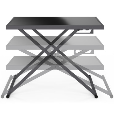 Table de jardin relevable Oleg 100cm verre trempé gris