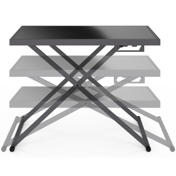 Table de jardin relevable Oleg 100cm verre trempé gris