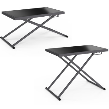 Table de jardin relevable Oleg 100cm verre trempé gris