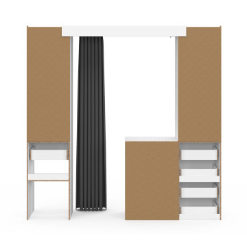 Dressing Justine extensible 120-180cm blanc 5 tiroirs double colonne