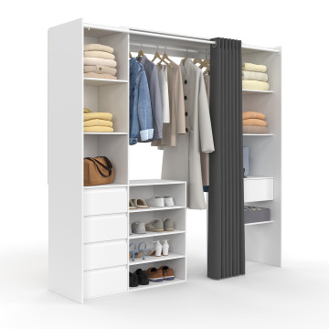 Dressing Justine extensible 120-180cm blanc 5 tiroirs double colonne