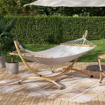 Hamac Amazonia support métal effet bois toile écrue