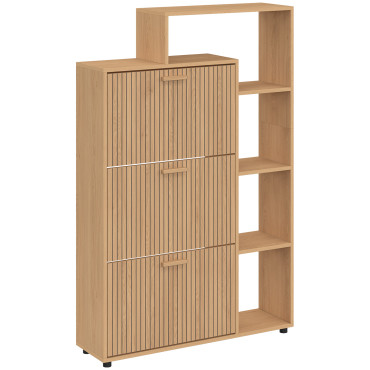 Meuble chaussures Faustine 3 portes + étagères - 18 paires