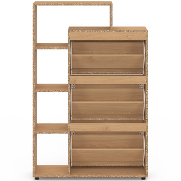 Meuble chaussures Faustine 3 portes + étagères - 18 paires