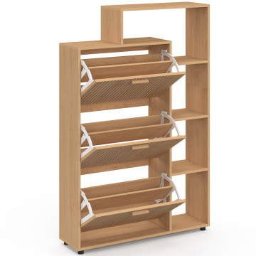 Meuble chaussures Faustine 3 portes + étagères - 18 paires