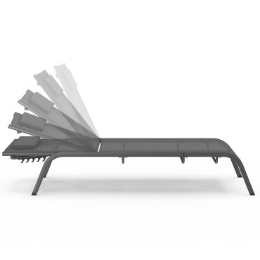 Transats inclinables Mindoro 5 positions avec table d'appoint - lot de 2