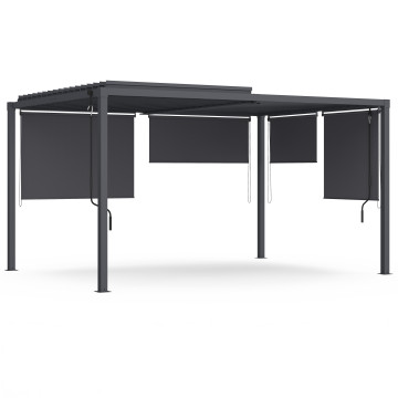 Pergola bioclimatique 3x4m lames orientables + 4 stores