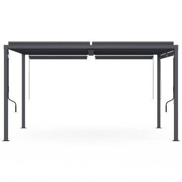 Pergola bioclimatique 3x4m lames orientables + 4 stores