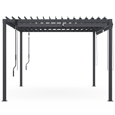 Pergola bioclimatique 3x4m lames orientables + 4 stores