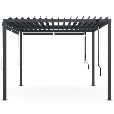 Pergola bioclimatique 3x4m lames orientables + 4 stores