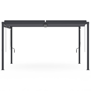 Pergola bioclimatique 3x4m lames orientables + 4 stores