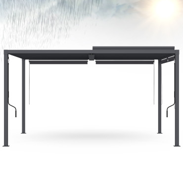 Pergola bioclimatique 3x4m lames orientables + 4 stores
