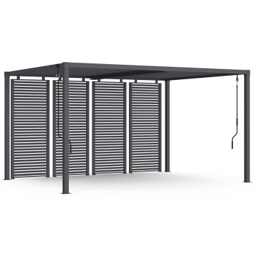 Pergola bioclimatique 3x4m lames orientables + 4 persiennes