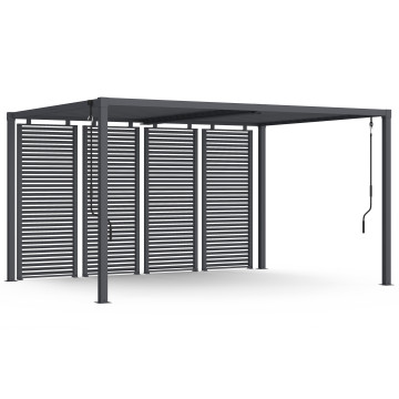 Pergola bioclimatique 3x4m lames orientables + 4 persiennes